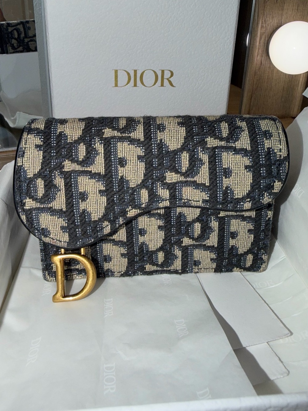 Dior saddle bloom card holder wallet